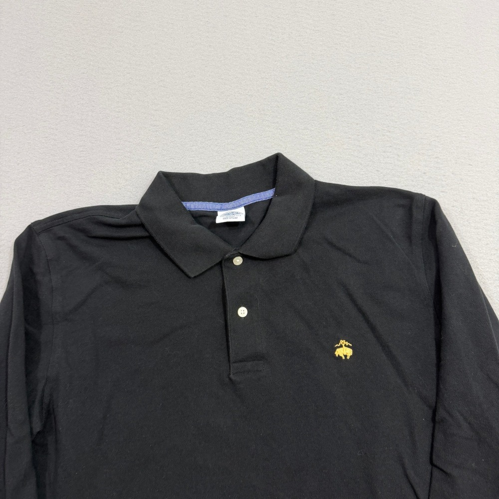 Brooks Brothers Polo Shirt XL Black Performance Polo Slim Fit Long Sleeve Rugby - Picture 2 of 8